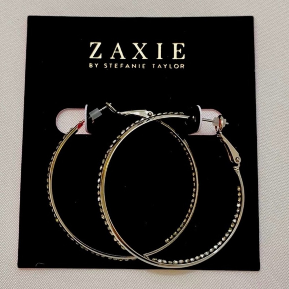 Zaxie by Stefanie Taylor Silver Hoop Earrings - new in packaging